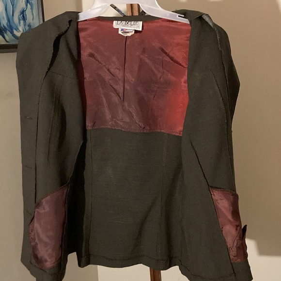 LaBelle | Young Womens /Juniors Vintage Olive Green Mini Skirt Suit - Size 13 - Picture 10 of 15